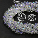Per Line 10mm Faceted AB Clear White Rondelle Shaped Crystal Beads
