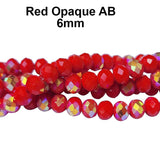 Red AB Per Line 6mm Faceted Opaque Rondelle Shaped Crystal Beads