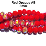 Per Line 8mm Faceted Red AB Opaque Rondelle Shaped Crystal Beads