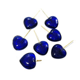 10 Pcs Blue Heart glass Charms in size about 14~15mm