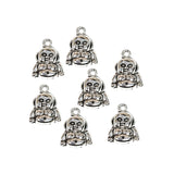 10 Pcs Pkg. Laughing Buddha Charms Silver cute, size about 12x16mm