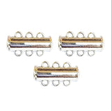 Per Piece Silver Slide Lock Clasps Tube Shape Clasp Connectors 3 Strands Jewelry Clasps for Necklace Bracelet Jewelry Findings