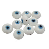 10Pcs Flat round disc Evil eye beads White and Blue