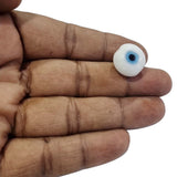10Pcs Flat round disc Evil eye beads White and Blue