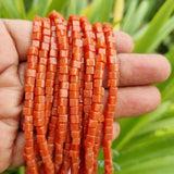 1 String/Line (approx 16 inches long)  Synthetic coral beads permanent treated in size about 4mm, cube Shape