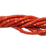 1 String/Line (approx 16 inches long)  Synthetic coral beads permanent treated in size about 4mm, cube Shape