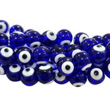 Blue 8 MM ROUND ' SUPER FINE QUALITY EVIL EYE GLASS CRYSTAL BEADS SOLD BY PER LIN PACK' APPROX PIECES 47-48 BEADS