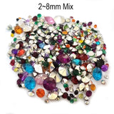 2000 PCS, Point Back ACRYLIC Mix RHINESTONES FOR JEWELRY, CRAFTS AND NAIL ART WORK in Size about 2~8mm