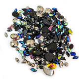 Crystal finish Rhinestones Black Color Assorted Shape 3-8mm Size 1440 Pieces Pack