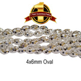 100 PCS. PKG. Silver 925 PLATED BEADS LONG LASTING PLATING, DIAMOND CUT IN SIZE ABOUT 4x6MM, Oval SHPAE