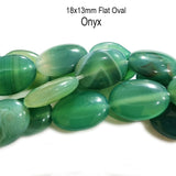Per line Green Onyx Flat Oval size about 18x13mm, approx 22 beads