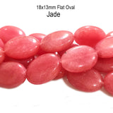 Per line pink Jade Flat Oval size about 18x13mm, approx 22 beads
