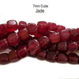 Per line Red Jade Cube Shape,  size about 7mm, approx 52~53 beads
