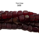 Per line Maroon color,  Jade Cube Shape,  size about 7mm, approx 52~53 beads