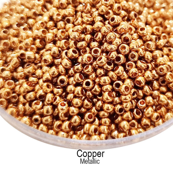 rose gold seed beads 25 GRAM PKG. METALLIC Rose Gold GOLD 11/0 GLASS SEED BEADS BEST QUALIT – Madeinindia Beads