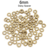 100 PIECES PACK' 6 MM GOLD OXIDIZED DAISY SPACER BEADS USED IN DIY JEWELLERY MAKING
