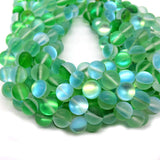 8mm Green MYSTIC AURA QUARTZ BEADS, MATTE HOLOGRAPHIC BEADS 8MM SOLD PER LINE ABOUT 49 BEADS
