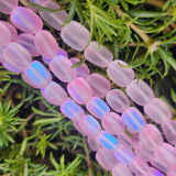 MYSTIC AURA QUARTZ TUMBLE BEADS, MATTE HOLOGRAPHIC BEADS 10-14 MM PPROX'  SOLD PER LINE ABOUT 27-30 BEADS