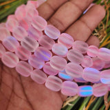 MYSTIC AURA QUARTZ TUMBLE BEADS, MATTE HOLOGRAPHIC BEADS 10-14 MM PPROX'  SOLD PER LINE ABOUT 27-30 BEADS