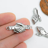 1 PIECES PACK' HADNSHAKE CLASPS 'RHODIUM SILVER MAGNETIC' QUICK RELEASE USED IN DIY JEWELLERY MAKING