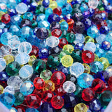 50 GRAMS PACK' MULTI COLOR SHADE, TRANSPARENT RONDELLE FACETED CRYSTAL MIX, GLASS BEADS, SIZE MOSTLY IN SIZE ABOUT 4-10 MM