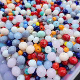 200 PIECES PACK' Multi color shade, OPAQUE Rondelle Faceted Crystal Mix, glass beads, Size mostly in size about 4-10 MM