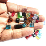 50 Grams Pkg. Cube shape mix colors and mix sizes crystal glass beads