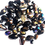 200 Pcs Pkg. Black color,Drop Faceted Crystal Glass beads, size encluded as 5X7MM, 8X12MM, 10X15MM AND SOME 3X5MM