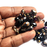200 Pcs Pkg. Black color,Drop Faceted Crystal Glass beads, size encluded as 5X7MM, 8X12MM, 10X15MM AND SOME 3X5MM