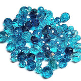 50 Grams Pkg. Aqua Blue shade, Rondelle Faceted Crystal Mix size glass beads Size mostly encluded as 6mm, 8mm, 10mm, to some extent 4mm and 12mm mixed