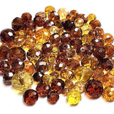 50 Grams Pkg. Brown color shade, Rondelle Faceted Crystal Mix size glass beads Size mostly encluded as 6mm, 8mm, 10mm, to some extent 4mm and 12mm mixed