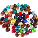 50 Grams Pkg. Multi color shade, Rondelle Faceted Crystal Mix, glass beads, Size mostly in size about 8mm