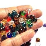 50 Grams Pkg. Multi color shade, Rondelle Faceted Crystal Mix, glass beads, Size mostly in size about 8mm