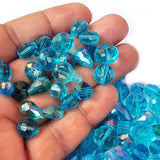 50Grams Pkg. Crystal Mix Shapes Glass beads for jewelry making Crystal Turquoise Blue Various, Shapes, size about 6~12mm
