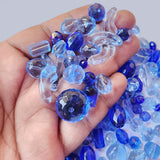 50Grams Pkg. Crystal Mix Shapes Glass beads for jewelry making Crystal Blue Colors, Various Shapes, size about 6~12mm