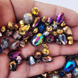 50Grams Pkg. Crystal Mix Shapes Glass beads for jewelry making Crystal Metallic Colors, Various Shapes, size about 6~12mm