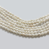Freshwater Real Pearl Sold Per line in size Approximately 3mm Rice Pearl and length about  15 1/2 Inches Long