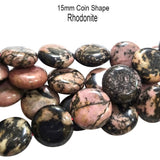 15mm Coin Rhodonite About 26 beads