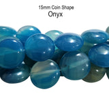 15mm Coin Onyx About 26 beads
