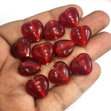 10 PIECES PACK' 15 MM APPROX' HANDMADE HEART SHAPED GLASS BEADS