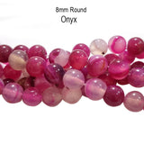 8MM NATURAL ROUND Onyx AGATE BEADS SEMI PRECIOUS GEMSTONE BEADS FOR JEWELRY MAKING STRAND 15 INCH (47-50PCS)