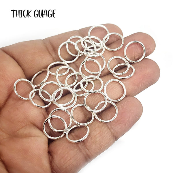 100 PIECES PACK' 12MM OPEN JUMP RINGS SILVER POLISHED