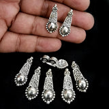 10 PIECES PACK' SILVER OXIDIZED' 26x10 MM APPROX SIZE' KOLHAPURI BEADS CHARMS