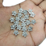 25 PIECES PACK' 9 MM' FLOWER SHAPED' SILVER OXIDIZED GERMAN SILVER BEADS USED IN DIY JEWELLERY MAKING