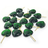 10/PCS PKG. GREEN GLASS' 14 MM' CHARMS FOR JEWELRY ADORNMENTS MAKING