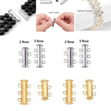 Per Piece Silver Slide Lock Clasps Tube Shape Clasp Connectors 2 Strands Jewelry Clasps for Necklace Bracelet Jewelry Findings 15x10x6.5mm, Hole 1.8mm
