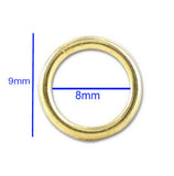 100 Pieces Pack' Gold Plated 8 mm Close Jump Rings