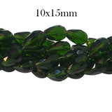 10X15MM LARGE FACETED GREEN DROP ABOUT 27 BEADS LOOSE FOR JEWELRY MAKING