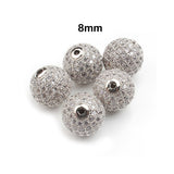 2 PIECES PACK' CZ MICRO PAVE ROUND BALL BEAD, CUBIC ZIRCONIA PAVE BEADS, SHAMBALLA BALL BEADS CZ SPACE BEADS' 8 MM COLOUR: SILVER