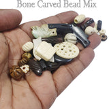 100 Pcs Pack, Bone Mix Beads Mostly Carved for jewelry making